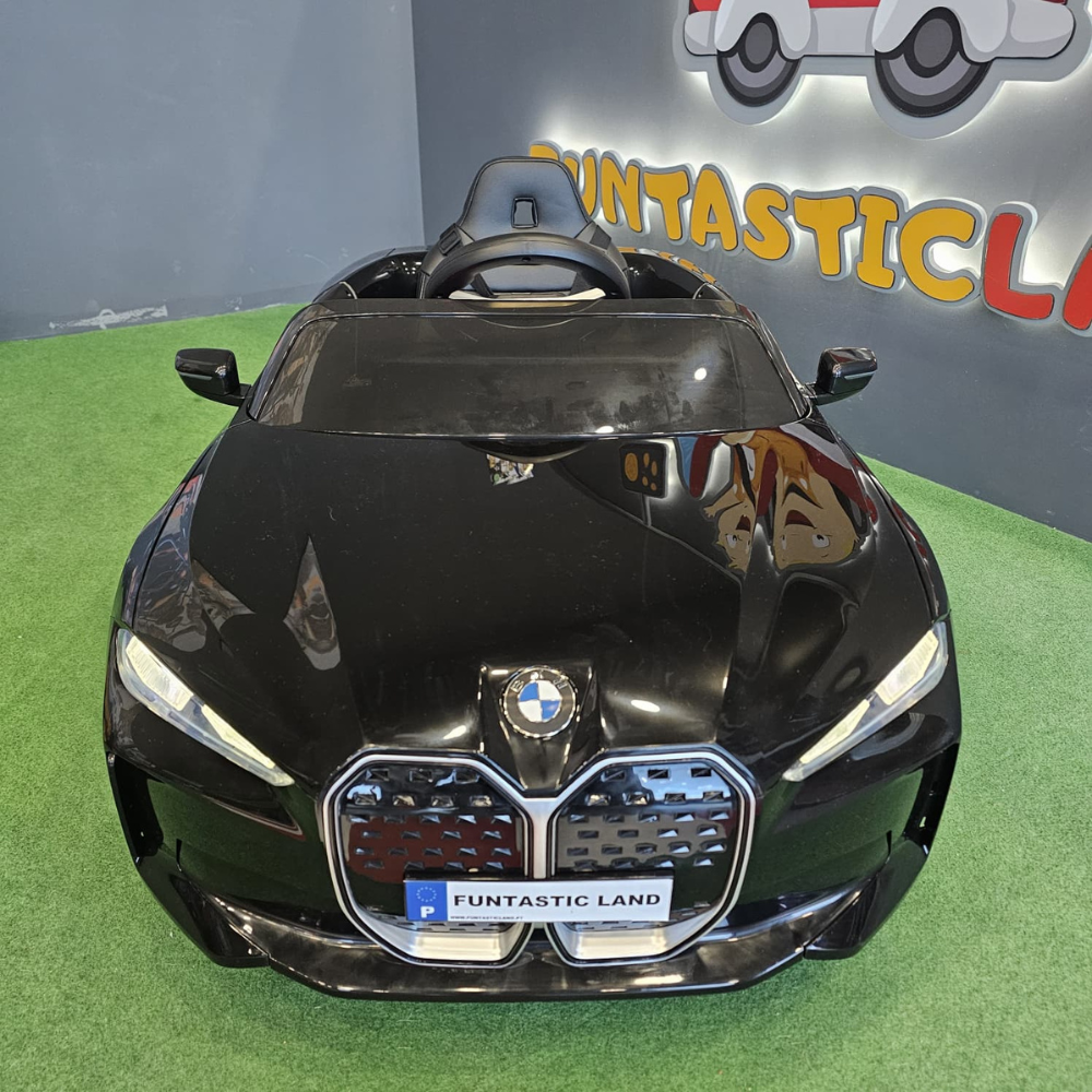 Carro Elétrico para Criança BMW I4 12v Preto c/ RODAS DE BORRACHA & ASSENTO EM PELE