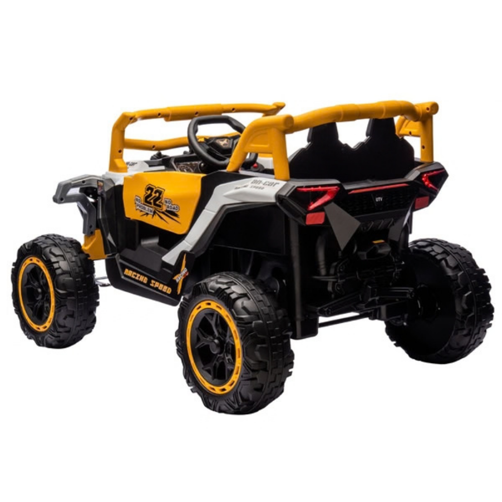 Carro Elétrico para Criança Buggy Speed Amarelo e Branco 4x4 12v c/ RODAS DE BORRACHA & ASSENTO EM PELE