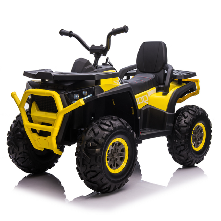 Mota Elétrica para Criança QUAD DESERT 12V AMARELA c/ RODAS DE BORRACHA & ASSENTO EM PELE