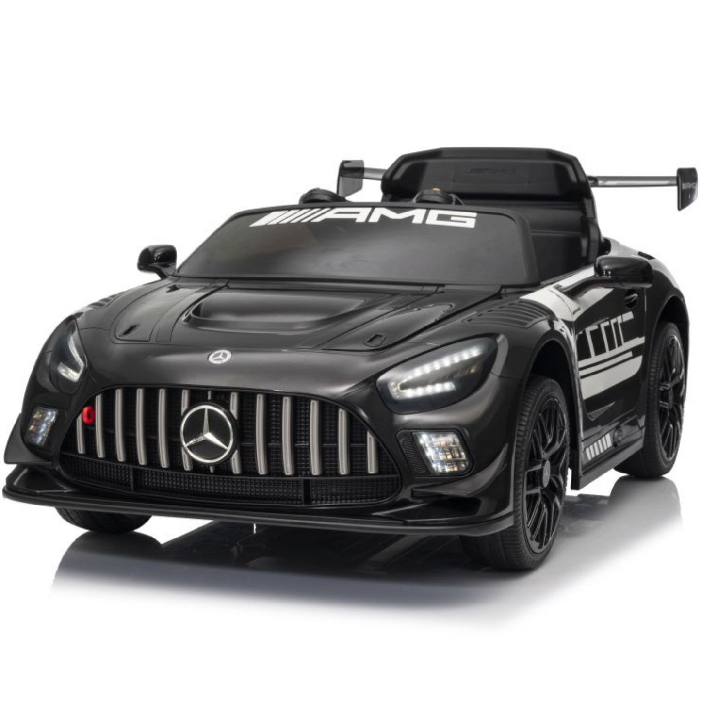 Carro Elétrico para Criança MERCEDES GT3 Deluxe 12v BATERIA DE LITIO Preto c/ RODAS DE BORRACHA & ASSENTO EM PELE