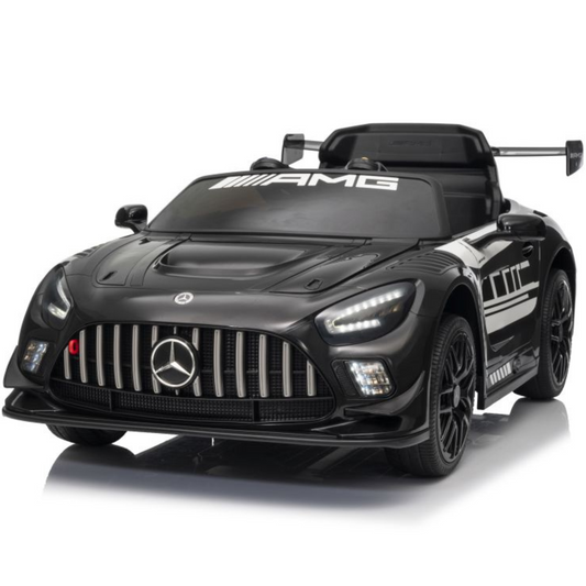 Carro Elétrico para Criança MERCEDES GT3 Deluxe 12v BATERIA DE LITIO Preto c/ RODAS DE BORRACHA & ASSENTO EM PELE