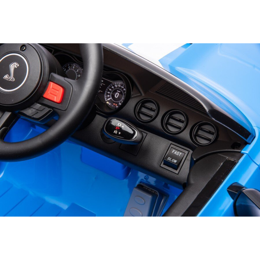Carro Elétrico para Criança FORD MUSTANG GT500 SHELBY 12v Azul c/ RODAS DE BORRACHA & ASSENTO EM PEL
