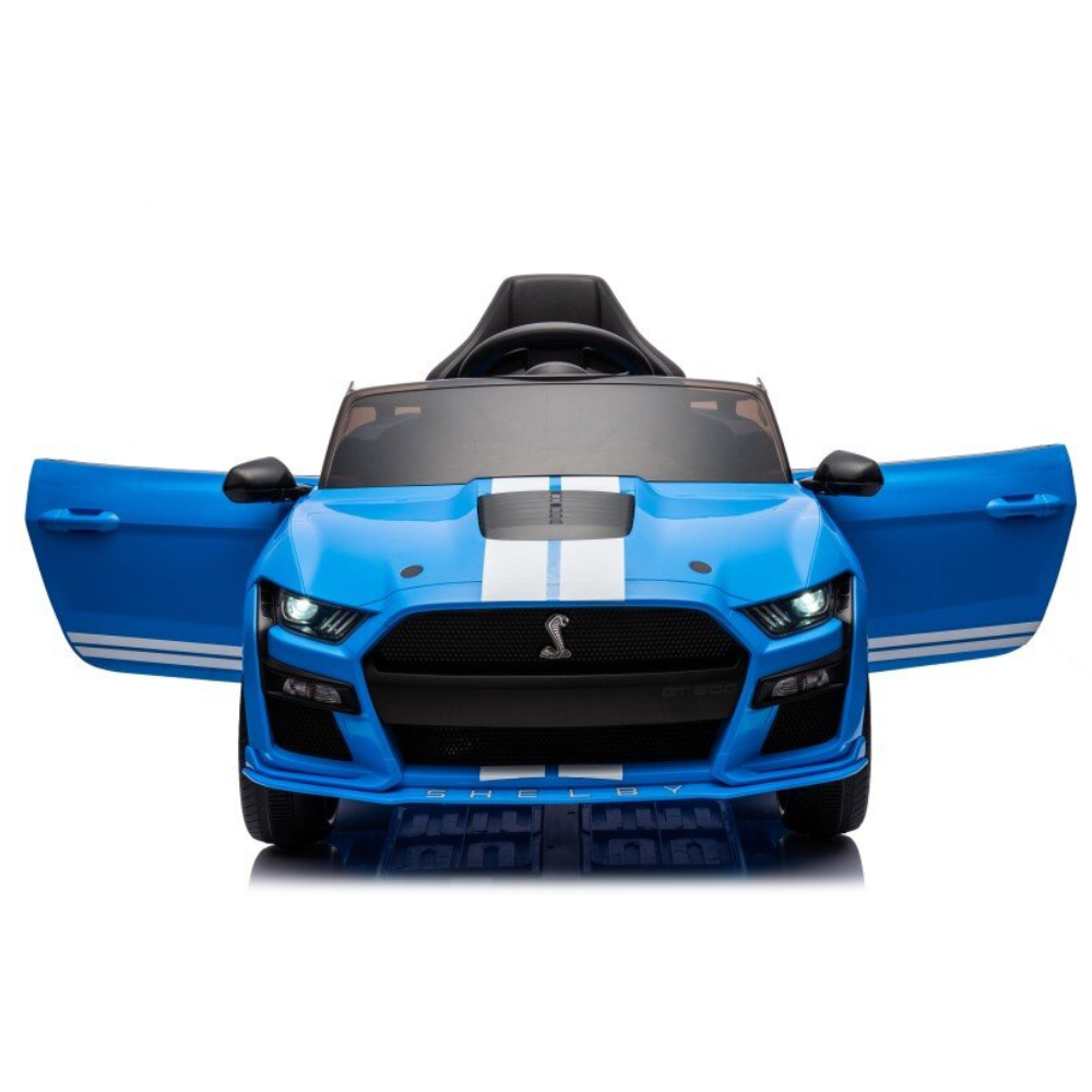 Carro Elétrico para Criança FORD MUSTANG GT500 SHELBY 12v Azul c/ RODAS DE BORRACHA & ASSENTO EM PEL