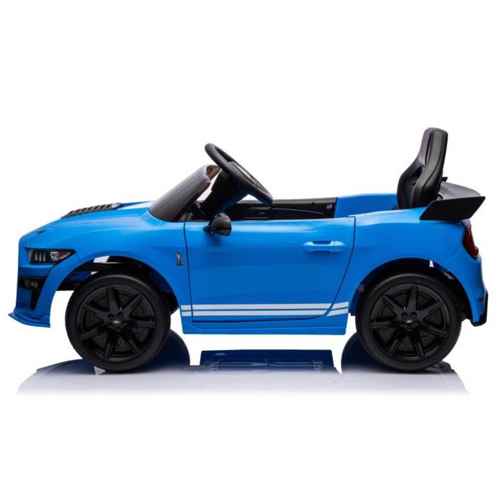 Carro Elétrico para Criança FORD MUSTANG GT500 SHELBY 12v Azul c/ RODAS DE BORRACHA & ASSENTO EM PEL