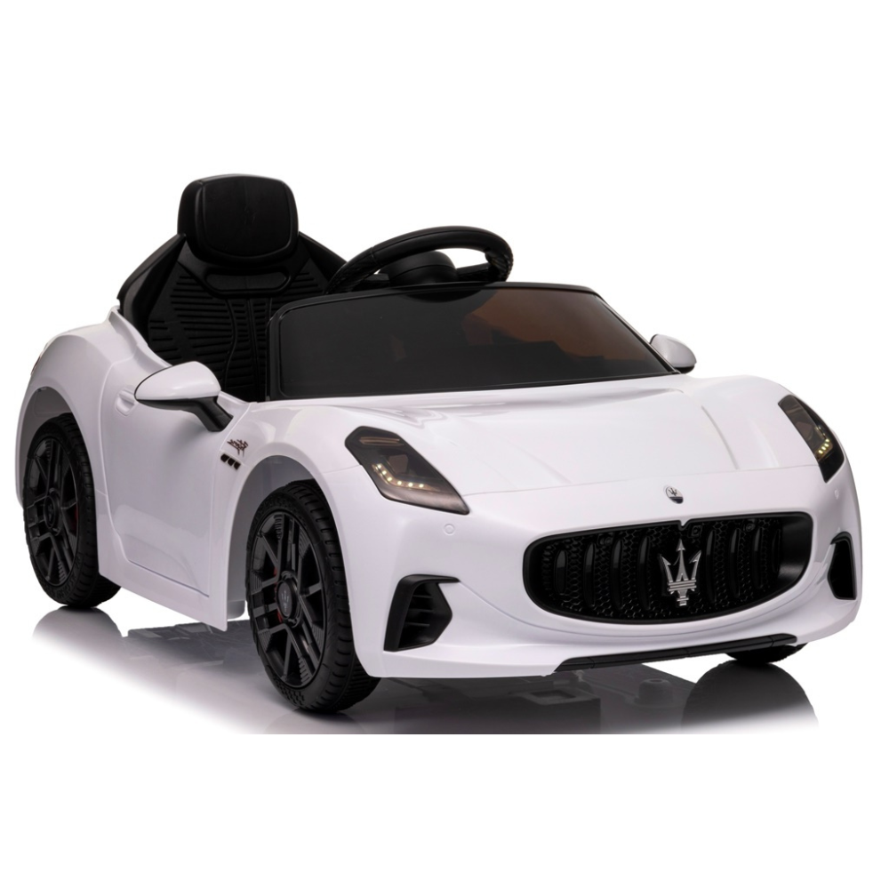 Carro Elétrico para Criança MASERATI GRAN TURISMO 12v BATERIA DE LITIO Branco c/ RODAS DE BORRACHA & ASSENTO EM PELE