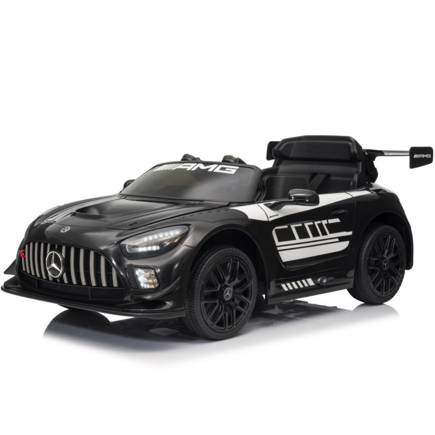 Carro Elétrico para Criança MERCEDES GT3 Deluxe 12v BATERIA DE LITIO Preto c/ RODAS DE BORRACHA & ASSENTO EM PELE