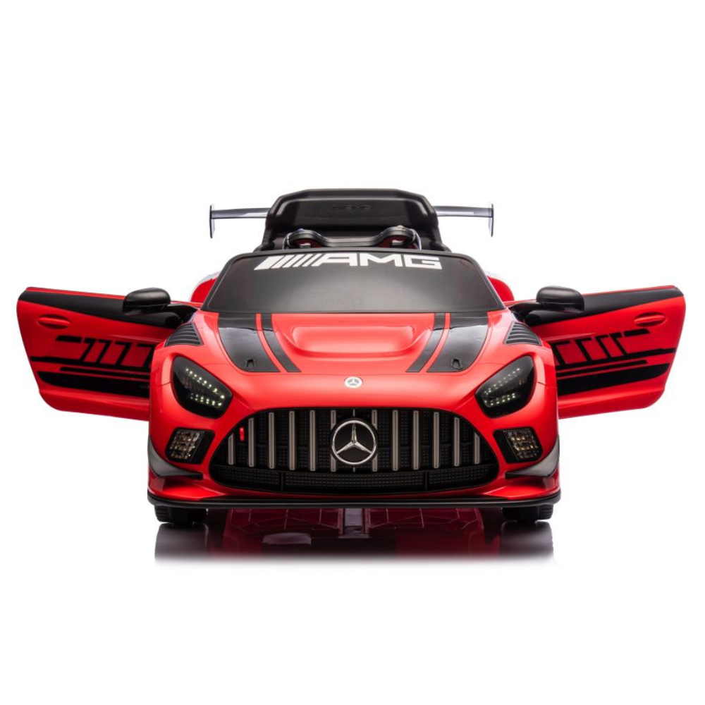 Carro Elétrico para Criança MERCEDES GT3 Deluxe 12v BATERIA DE LITIO Vermelho c/ RODAS DE BORRACHA & ASSENTO EM PELE