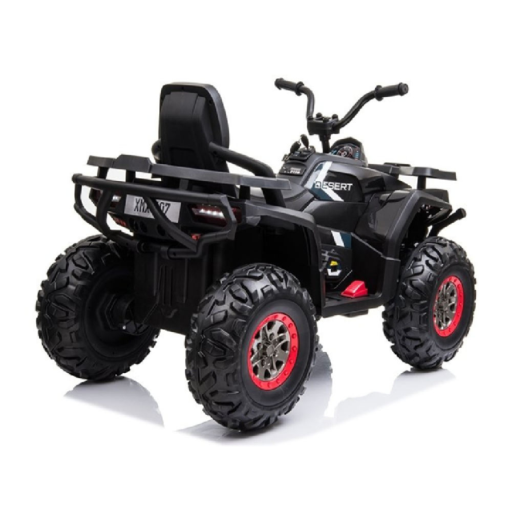 Mota Elétrica para Criança QUAD DESERT 12V Preta c/ RODAS DE BORRACHA & ASSENTO EM PELE