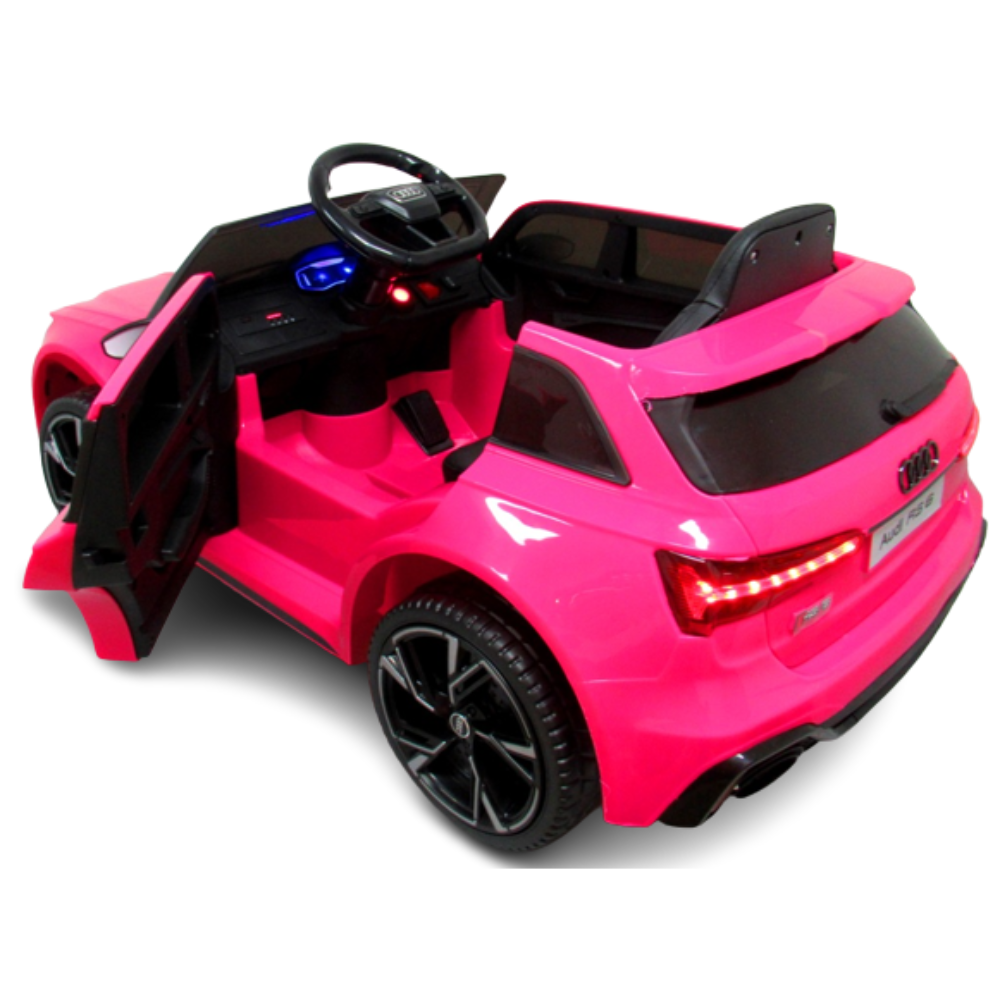 Carro Elétrico para Criança AUDI RS6 12v BATERIA DE LÍTIO Rosa c/ RODAS DE BORRACHA & ASSENTO EM PELE