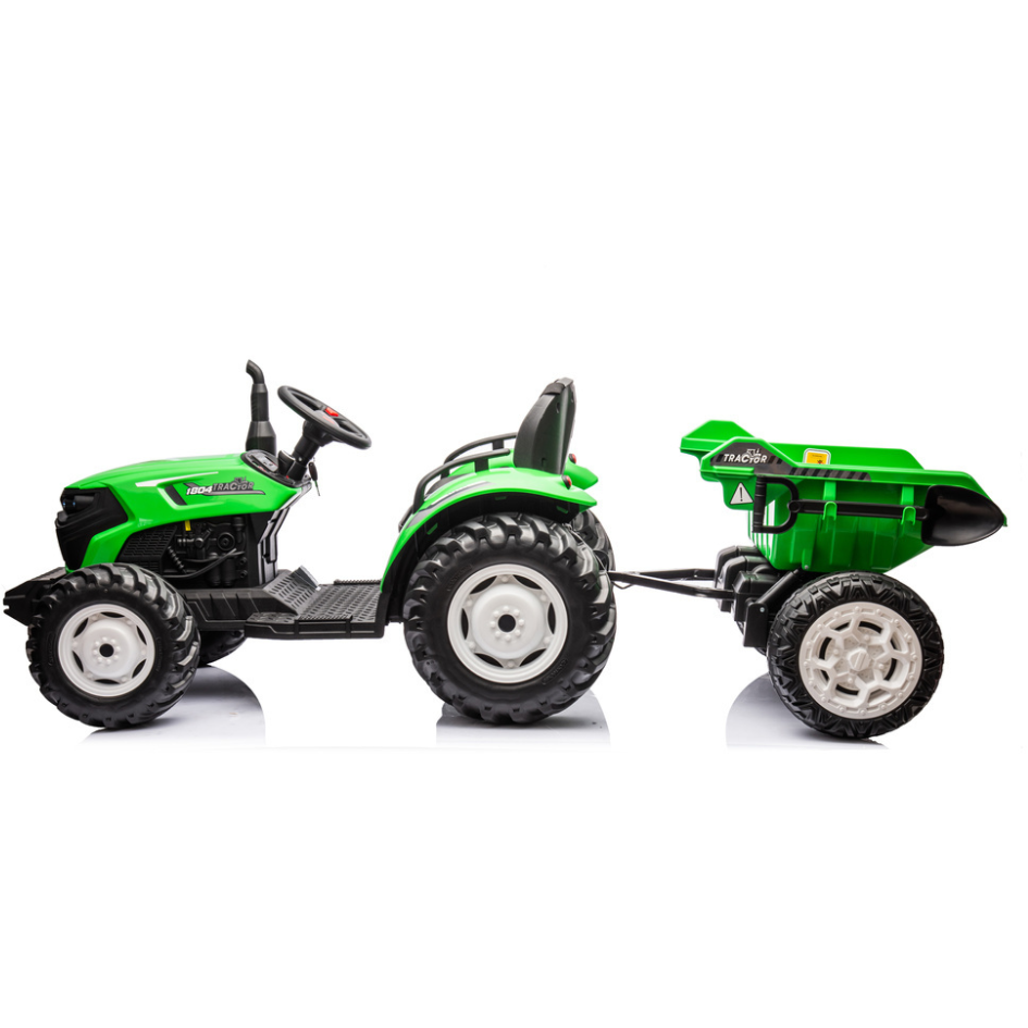 Trator Elétrico para Criança GROW c/ Atrelado 24v Verde c/ RODAS DE BORRACHA