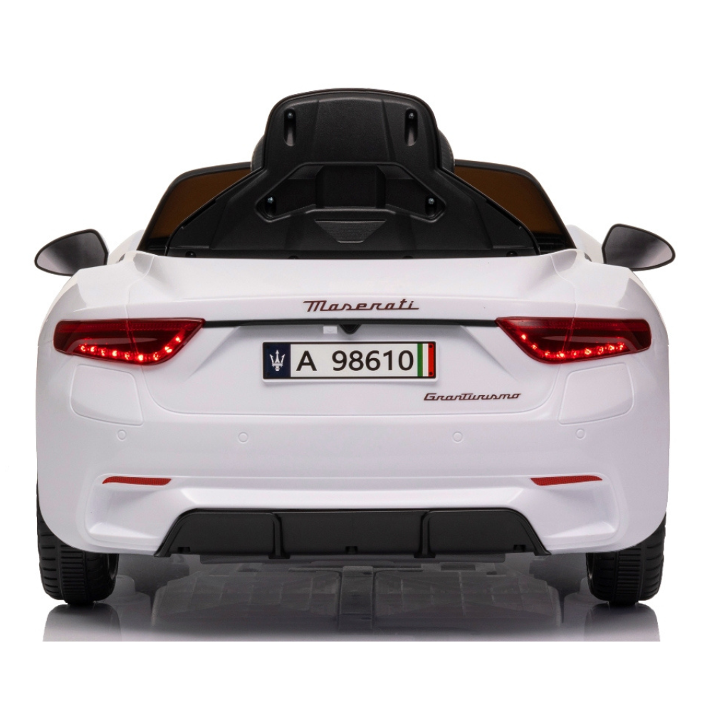 Carro Elétrico para Criança MASERATI GRAN TURISMO 12v BATERIA DE LITIO Branco c/ RODAS DE BORRACHA & ASSENTO EM PELE