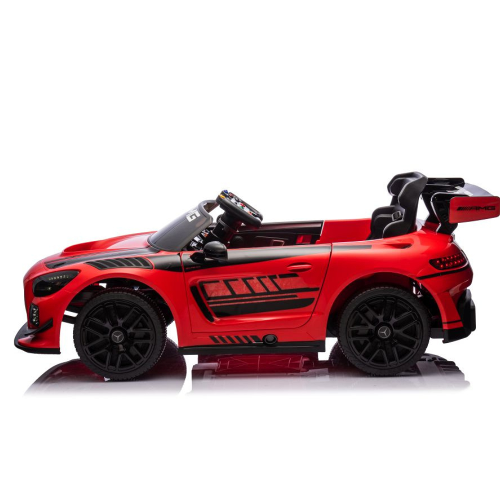 Carro Elétrico para Criança MERCEDES GT3 Deluxe 12v BATERIA DE LITIO Vermelho c/ RODAS DE BORRACHA & ASSENTO EM PELE