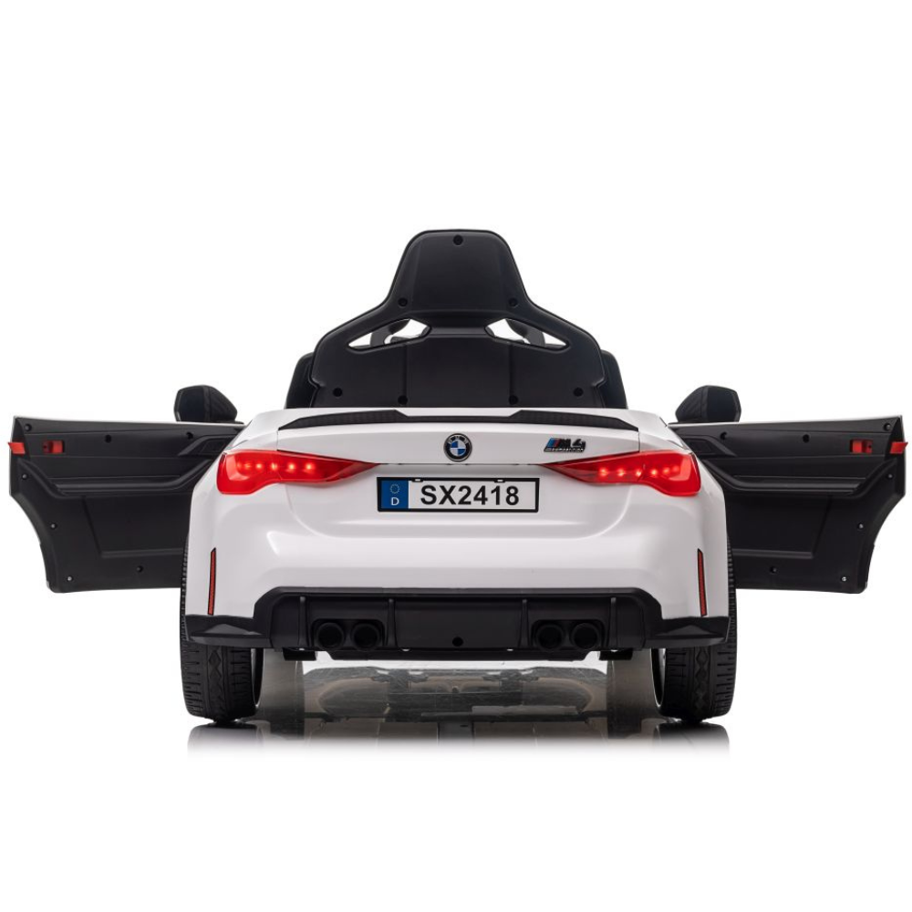 Carro Elétrico para Criança BMW M4 12v Branco c/ RODAS DE BORRACHA & ASSENTO EM PELE