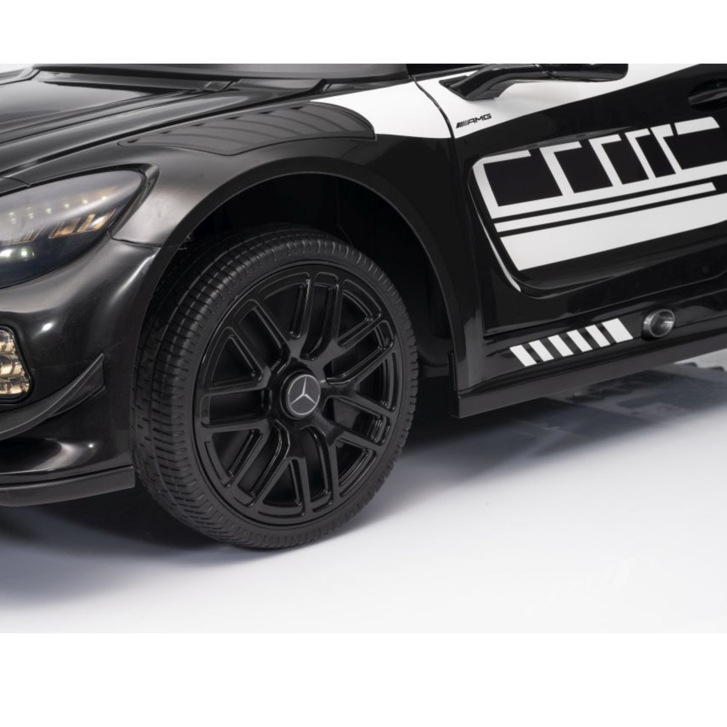 Carro Elétrico para Criança MERCEDES GT3 Deluxe 12v BATERIA DE LITIO Preto c/ RODAS DE BORRACHA & ASSENTO EM PELE