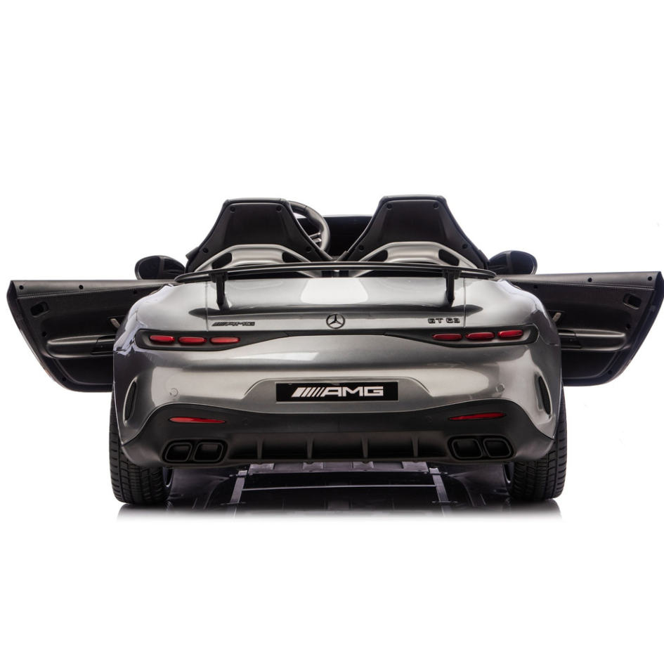 Carro Elétrico para Criança MERCEDES GT63 24v XXL Cinza Metalizado c/ MP4, RODAS DE BORRACHA & ASSENTO EM PELE