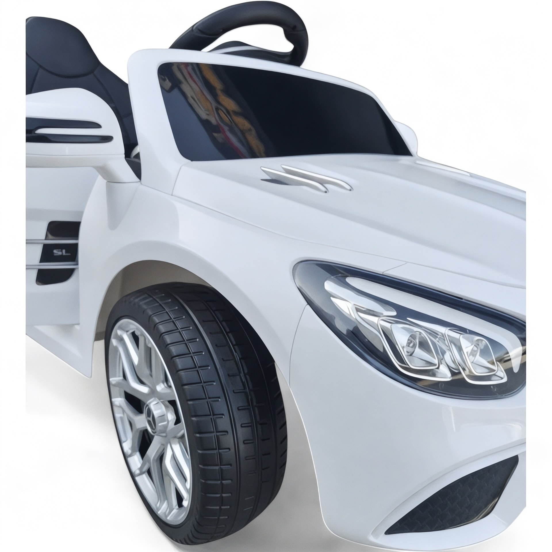 Carro Elétrico para Criança MERCEDES SL500 12V Branco c/ RODAS DE BORRACHA & ASSENTO EM PELE