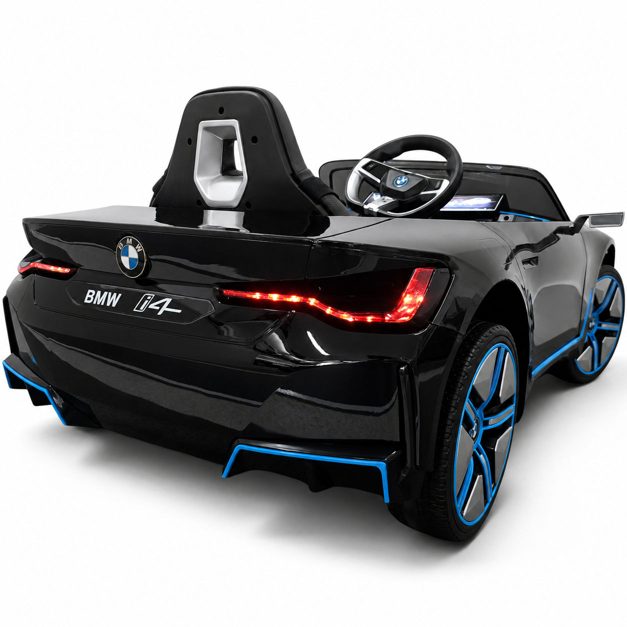 Carro Elétrico para Criança BMW I4 12v BATERIA DE LITIO Preto c/ RODAS DE BORRACHA & ASSENTO EM PELE