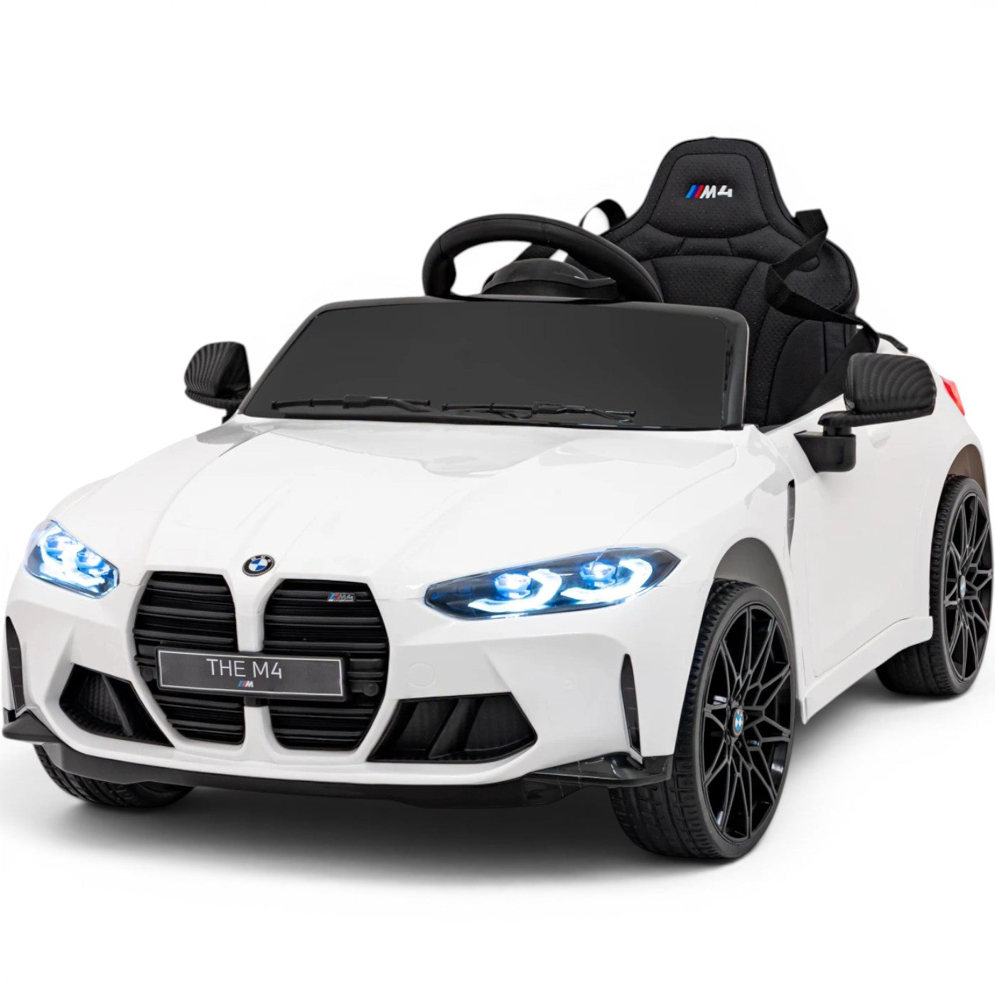 Carro Elétrico para Criança BMW M4 12v Branco BATERIA DE LITIO c/ RODAS DE BORRACHA & ASSENTO EM PELE