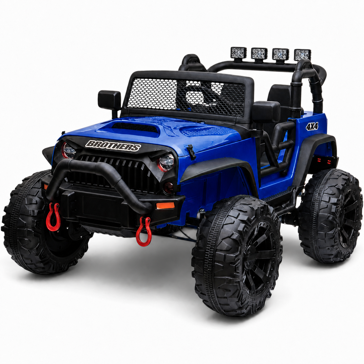 Carro Elétrico para Criança Jipe BROTHERS 24v Azul Metalizado c/ RODAS DE BORRACHA & ASSENTO EM PELE