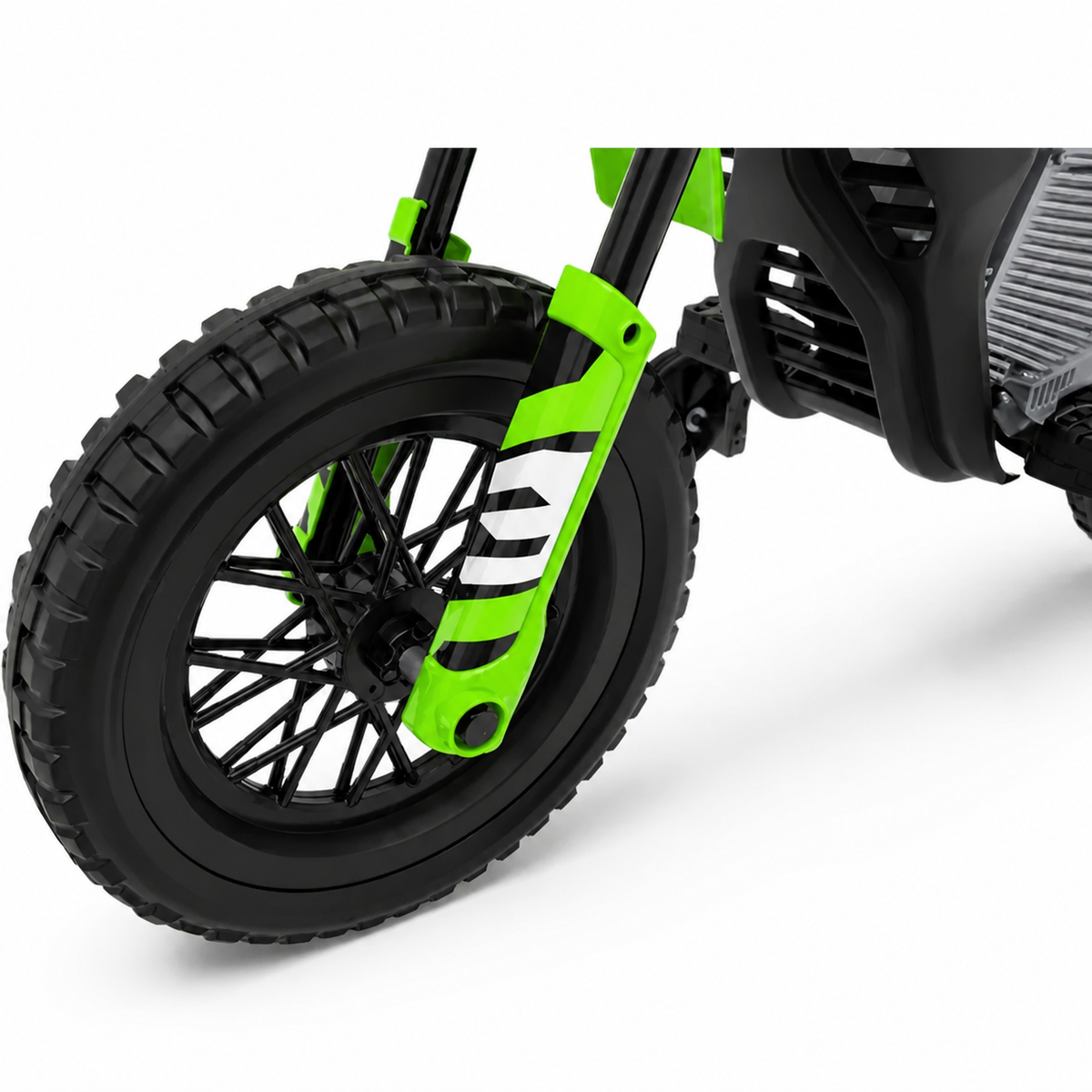 Mota Elétrica para Criança estilo CROSS 12v Verde c/ RODAS DE BORRACHA & ASSENTO EM PELE