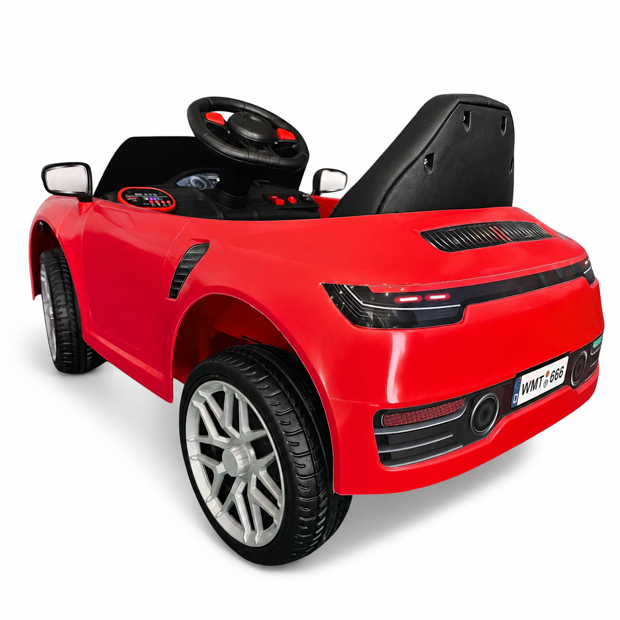 Carro Elétrico para Criança FUNDRIVE 12v Vermelho c/ RODAS DE BORRACHA & ASSENTO EM PELE