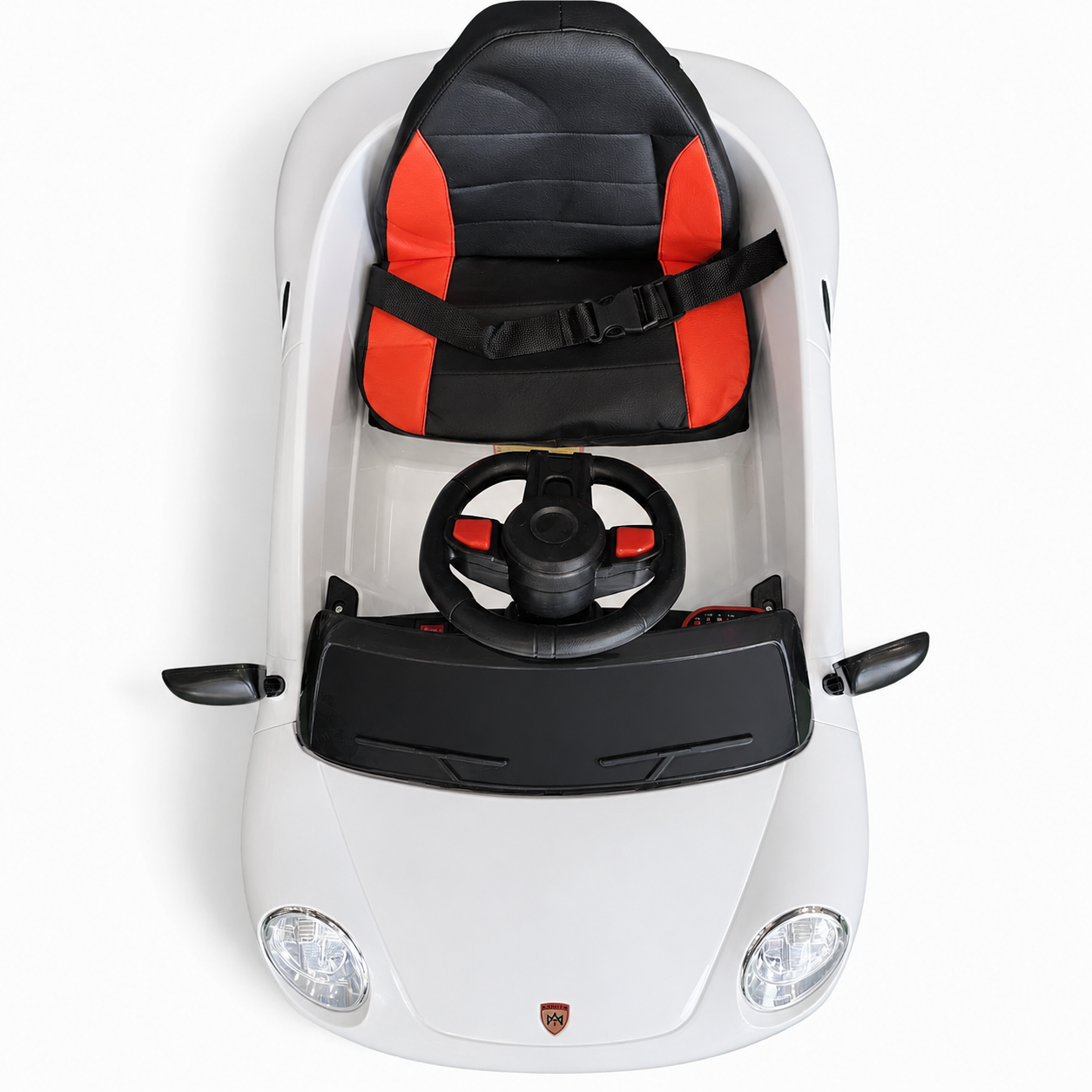 Carro Elétrico para Criança FUNDRIVE 12v Branco c/ RODAS DE BORRACHA & ASSENTO EM PELE