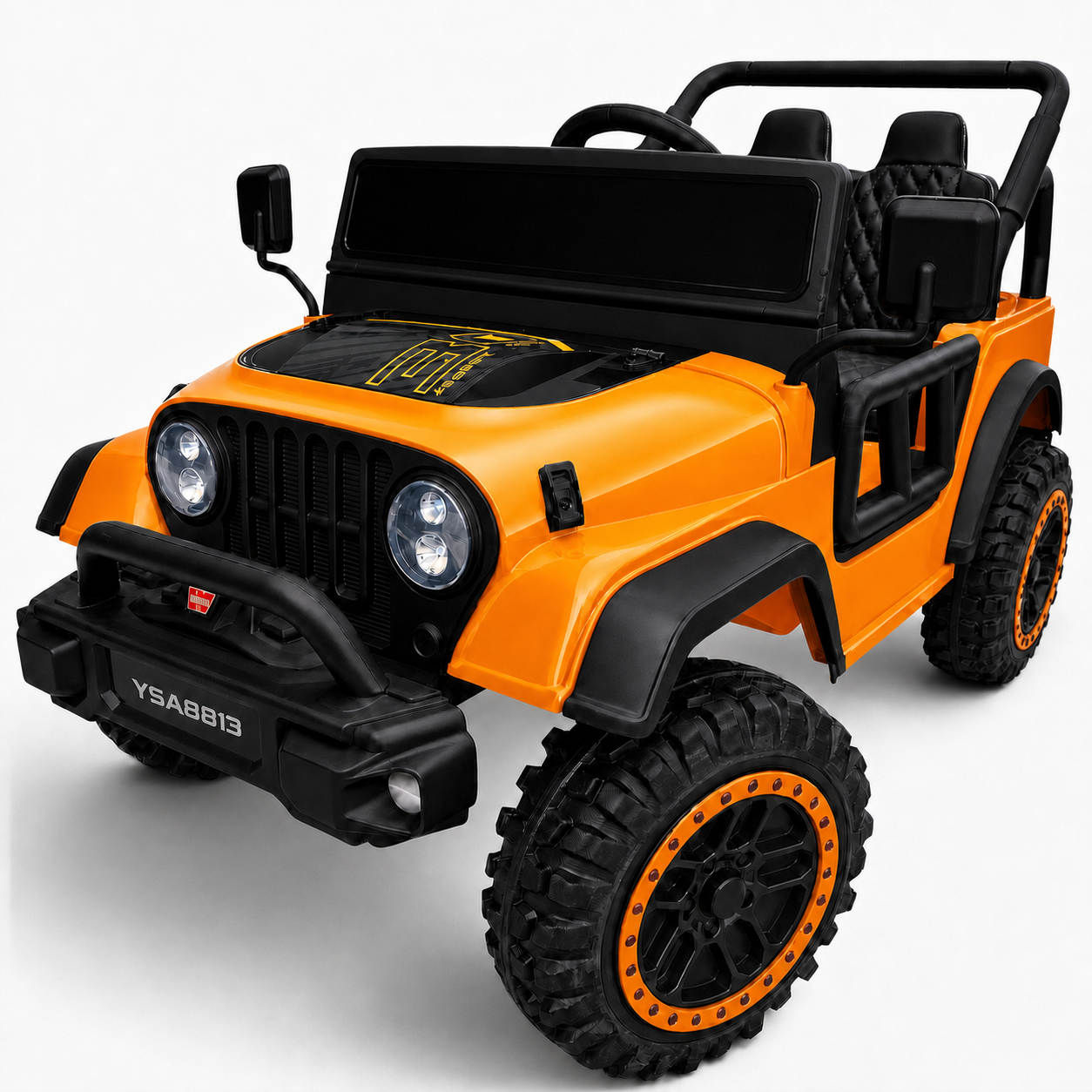 Carro Elétrico para Criança FJ LAND 24v Laranja c/ RODAS DE BORRACHA & ASSENTO EM PELE