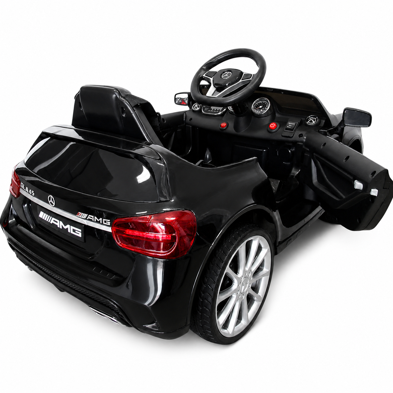 Carro Elétrico para Criança MERCEDES GLA45 12V Preto c/ RODAS DE BORRACHA E ASSENTO EM PELE