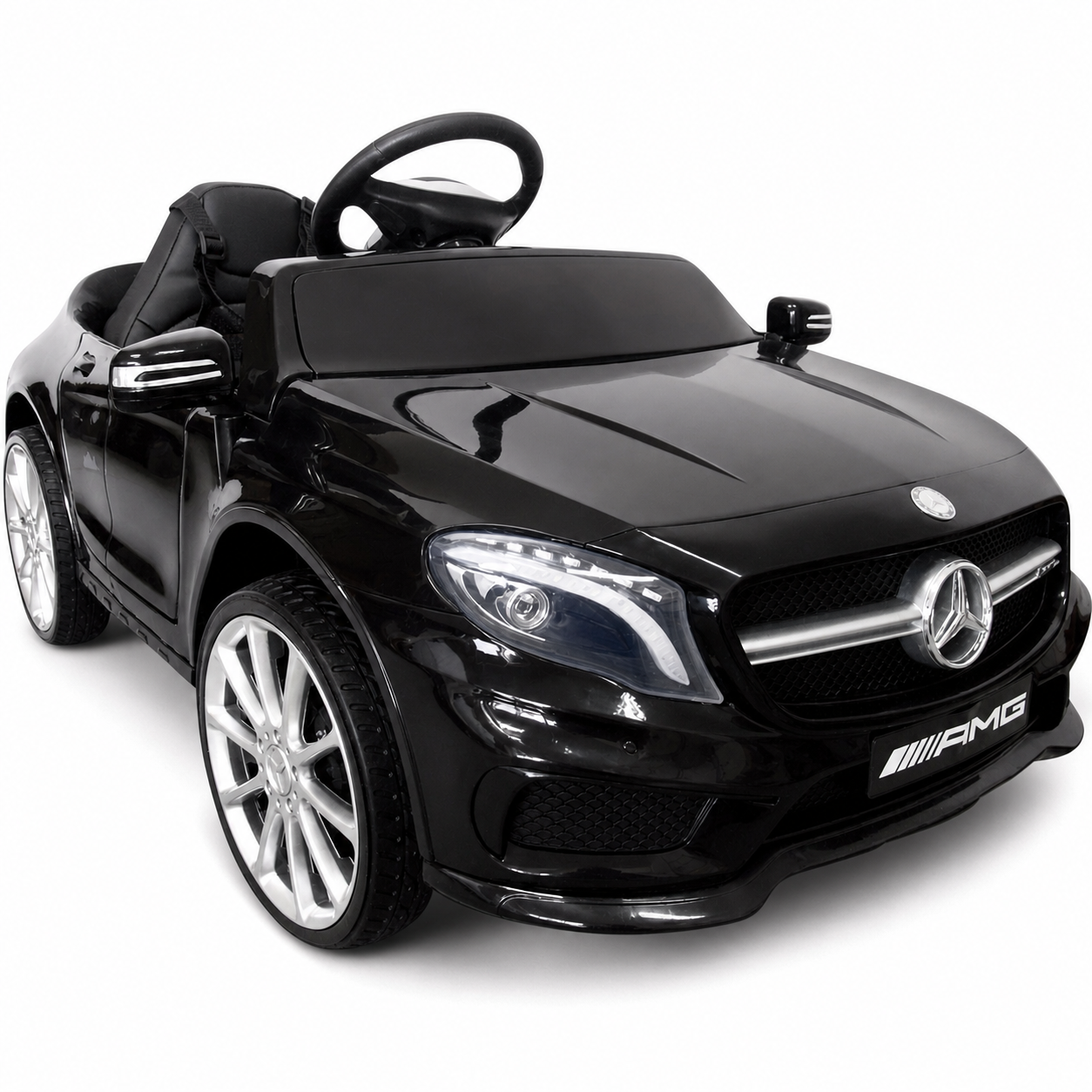 Carro Elétrico para Criança MERCEDES GLA45 12V Preto c/ RODAS DE BORRACHA E ASSENTO EM PELE
