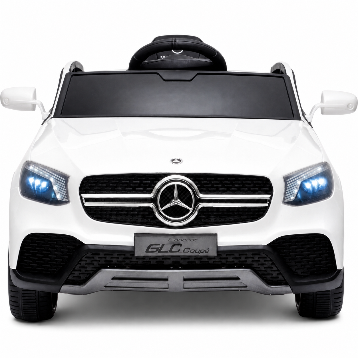 Carro Elétrico para Criança MERCEDES GLC coupê BATERIA DE LITIO 12v 4x4 Branco c/ RODAS DE BORRACHA & ASSENTO EM PELE