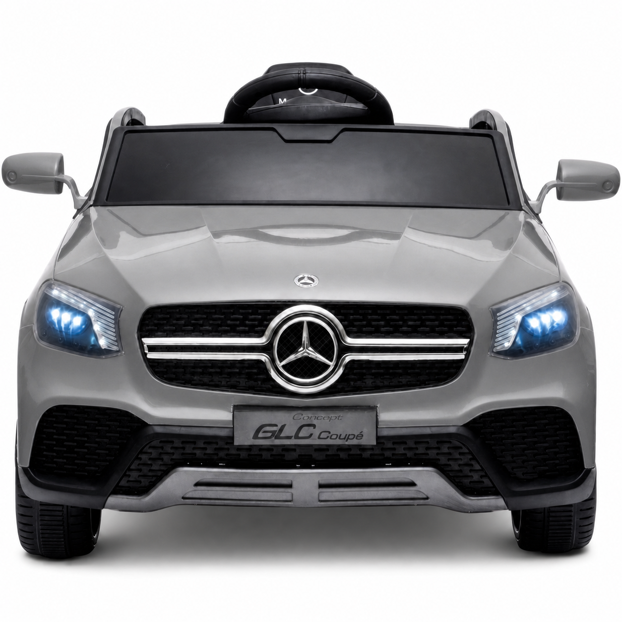 Carro Elétrico para Criança MERCEDES GLC coupê BATERIA DE LITIO 12v 4x4 Cinza c/ RODAS DE BORRACHA & ASSENTO EM PELE