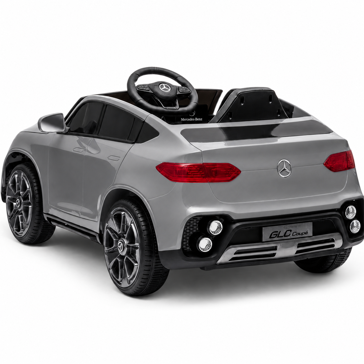 Carro Elétrico para Criança MERCEDES GLC coupê BATERIA DE LITIO 12v 4x4 Cinza c/ RODAS DE BORRACHA & ASSENTO EM PELE