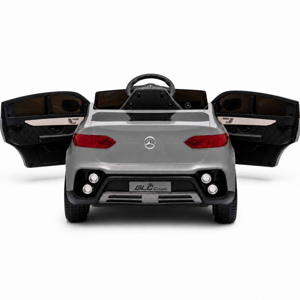 Carro Elétrico para Criança MERCEDES GLC coupê BATERIA DE LITIO 12v 4x4 Cinza c/ RODAS DE BORRACHA & ASSENTO EM PELE