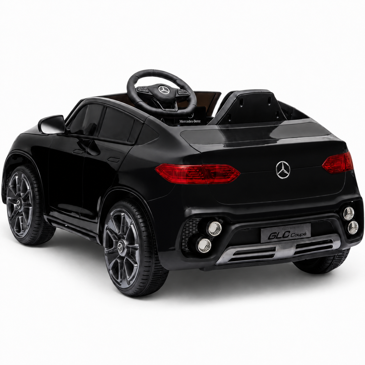 Carro Elétrico para Criança MERCEDES GLC coupê BATERIA DE LITIO 12v 4x4 Preto c/ RODAS DE BORRACHA & ASSENTO EM PELE