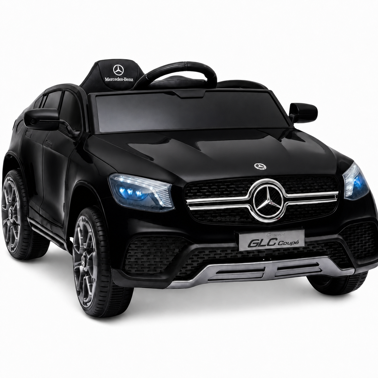 Carro Elétrico para Criança MERCEDES GLC coupê BATERIA DE LITIO 12v 4x4 Preto c/ RODAS DE BORRACHA & ASSENTO EM PELE