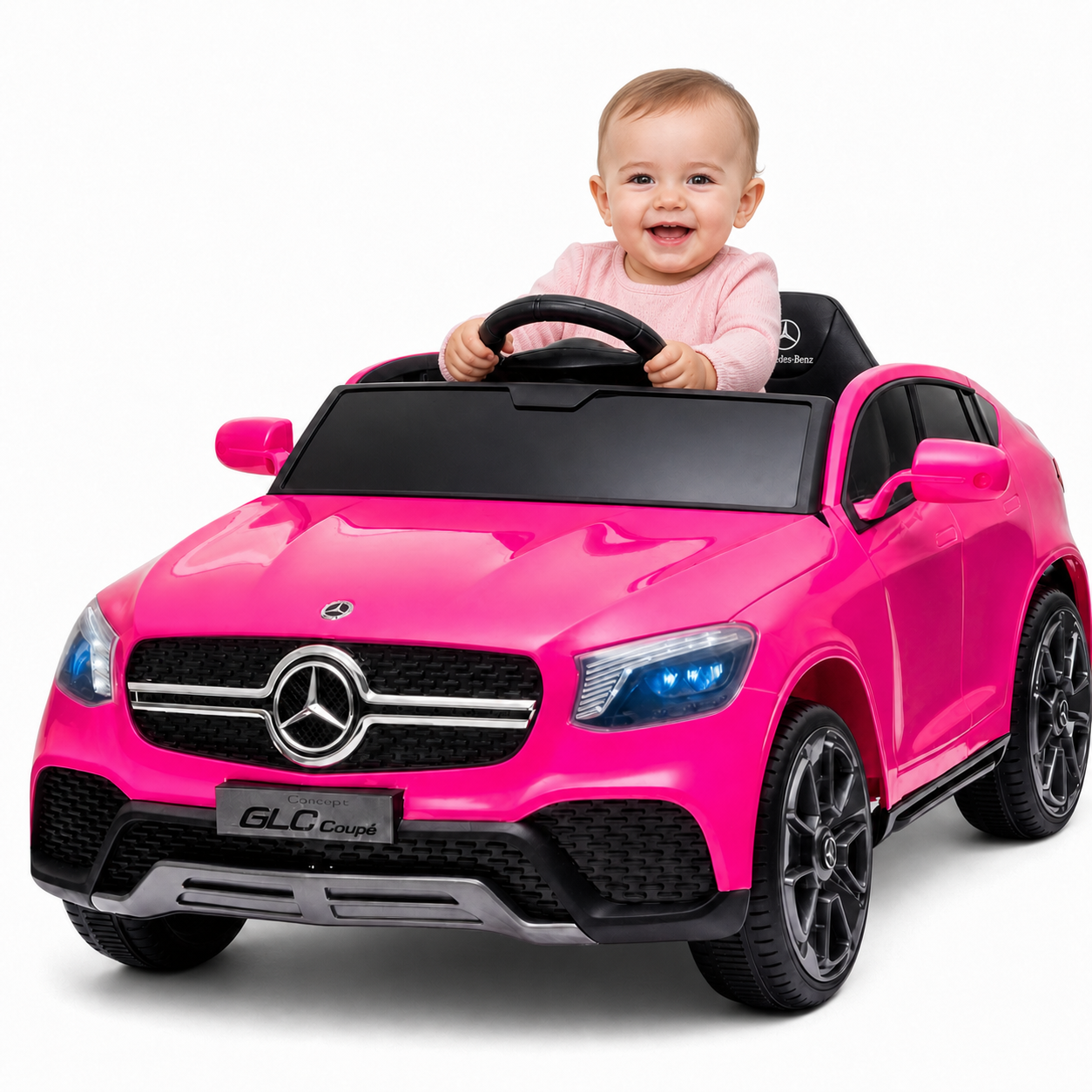 Carro Elétrico para Criança MERCEDES GLC coupê BATERIA DE LITIO 12v 4x4 Rosa c/ RODAS DE BORRACHA & ASSENTO EM PELE