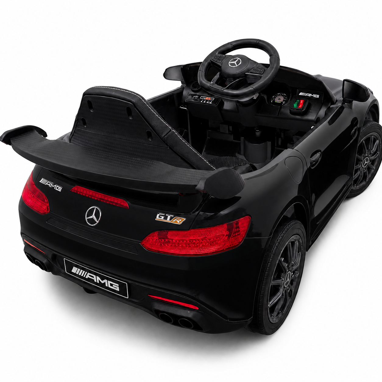 Carro Elétrico para Criança MERCEDES GTR MINI 12v BATERIA DE LITIO Preto c/ RODAS DE BORRACHA & ASSENTO EM PELE