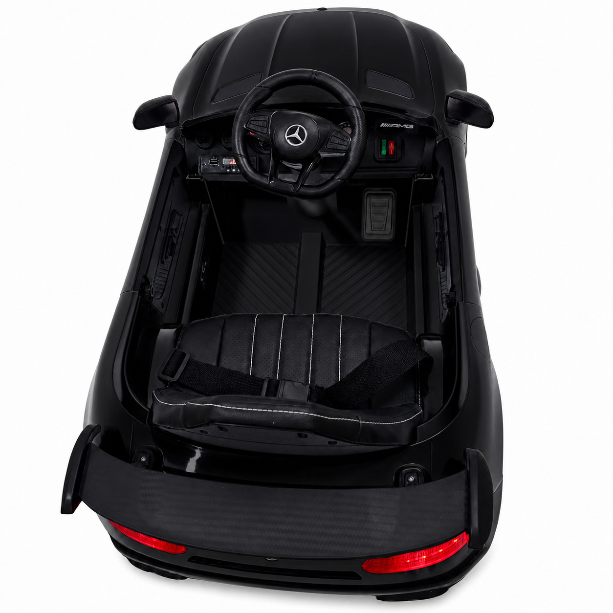 Carro Elétrico para Criança MERCEDES GTR MINI 12v BATERIA DE LITIO Preto c/ RODAS DE BORRACHA & ASSENTO EM PELE