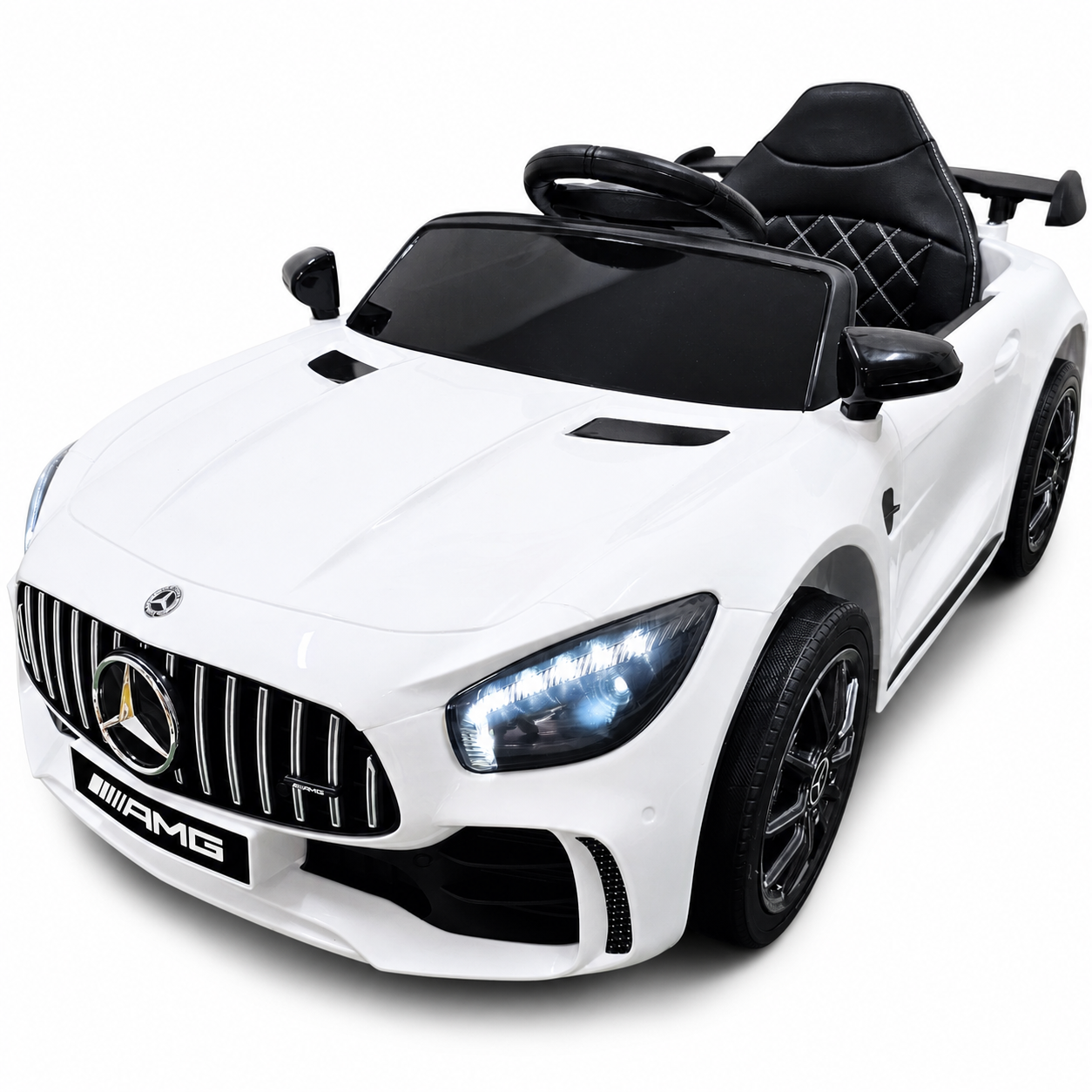 Carro Elétrico para Criança MERCEDES GTR MINI 12v BATERIA DE LITIO Branco c/ RODAS DE BORRACHA & ASSENTO EM PELE