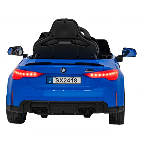 Carro Elétrico para Criança BMW M4 12v Azul BATERIA DE LITIO c/ RODAS DE BORRACHA & ASSENTO EM PELE