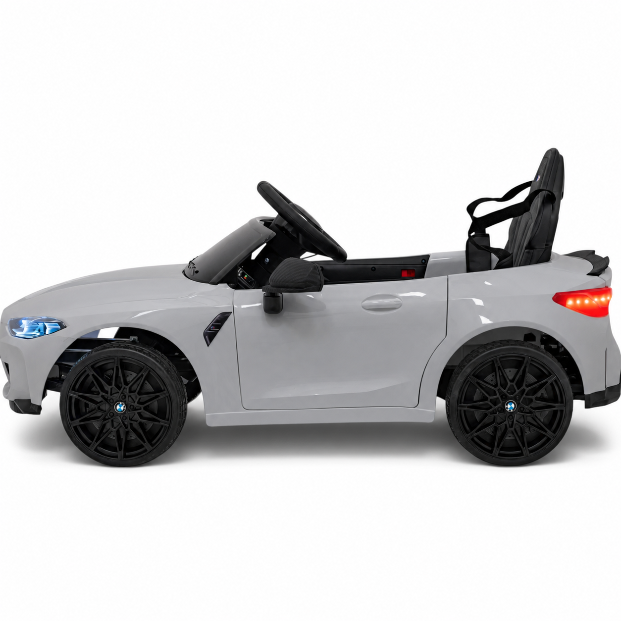 Carro Elétrico para Criança BMW M4 12v Cinza BATERIA DE LITIO c/ RODAS DE BORRACHA & ASSENTO EM PELE