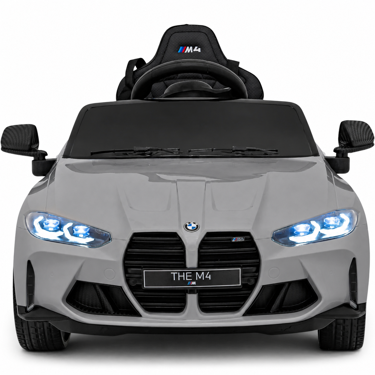 Carro Elétrico para Criança BMW M4 12v Cinza BATERIA DE LITIO c/ RODAS DE BORRACHA & ASSENTO EM PELE