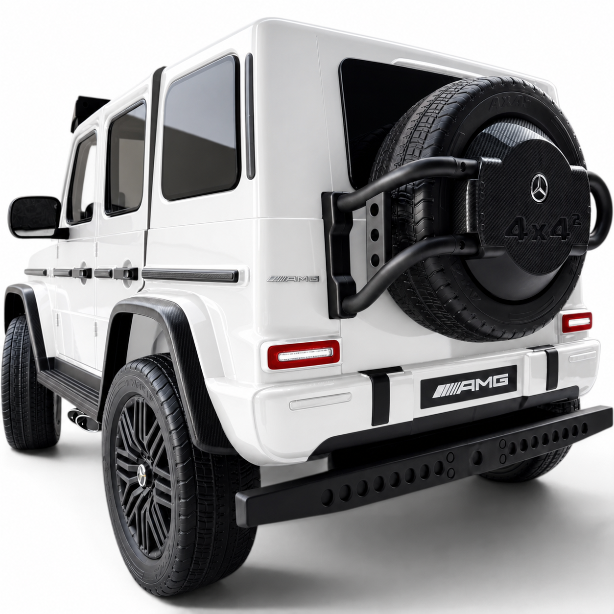 Carro Elétrico para Criança MERCEDES G63 AMG XXL Branco 24v MP4 4x4 c/ RODAS DE BORRACHA & ASSENTO EM PELE