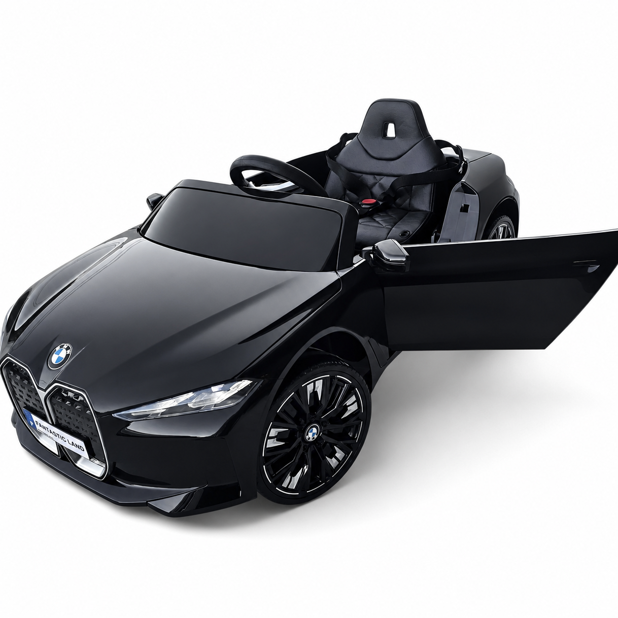 Carro Elétrico para Criança BMW I4 12v BATERIA DE LITIO Preto c/ RODAS DE BORRACHA & ASSENTO EM PELE