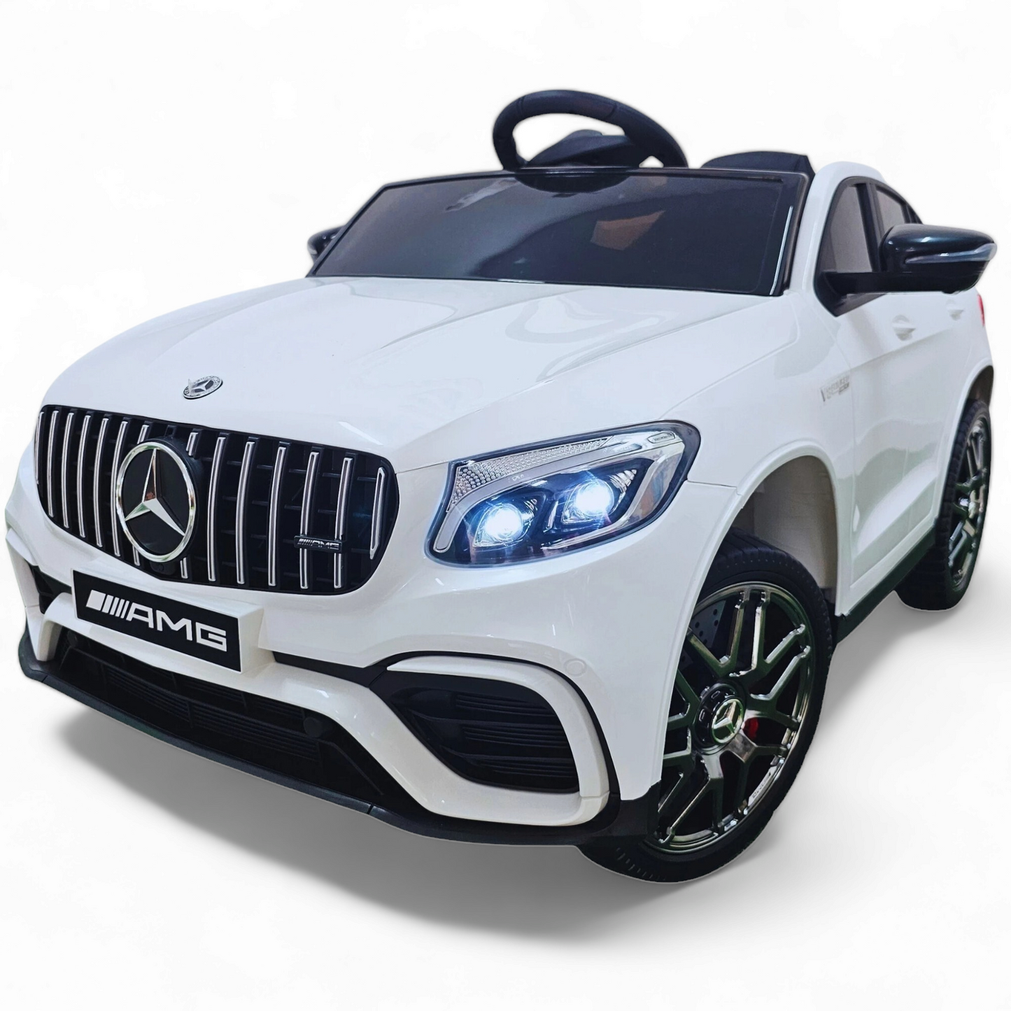 Pré-Venda Carro Elétrico para Criança MERCEDES GLC63S 4x4 12v Branco c/ RODAS DE BORRACHA & ASSENTO EM PELE