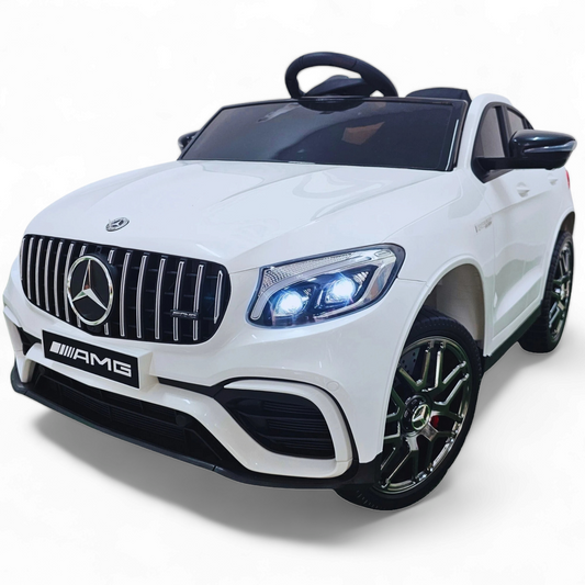 Pré-Venda Carro Elétrico para Criança MERCEDES GLC63S 4x4 12v Branco c/ RODAS DE BORRACHA & ASSENTO EM PELE