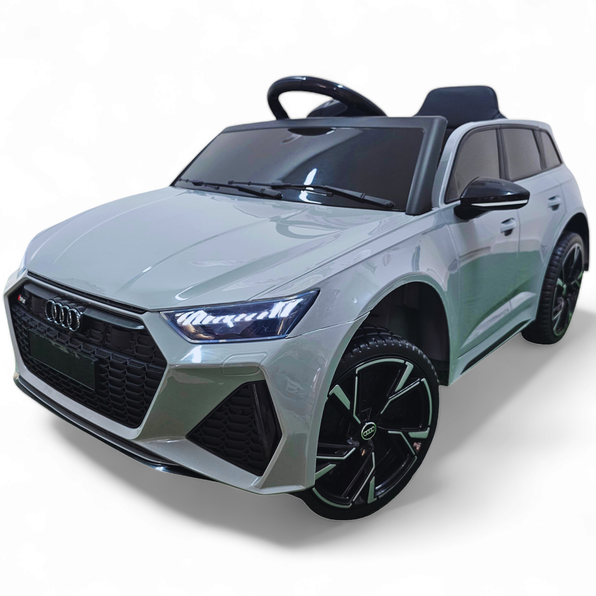 Carro Elétrico para Criança AUDI RS6 12v Cinza c/ RODAS DE BORRACHA & ASSENTO EM PELE