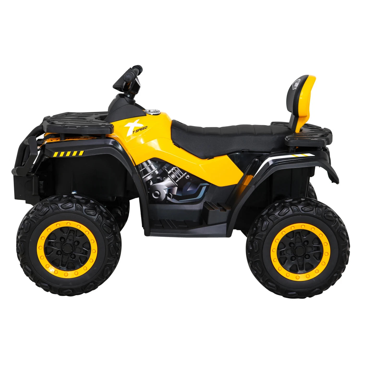 Mota Elétrica para Criança QUAD XT 4x4 24v Amarela c/ RODAS DE BORRACHA & ASSENTO EM PELE