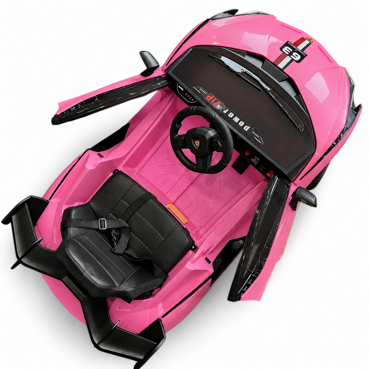 Carro Elétrico para Criança Sian Style Rosa 12v c/ RODAS DE BORRACHA & ASSENTO EM PELE