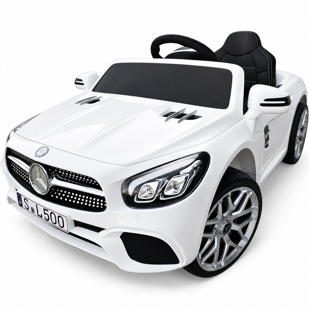 Carro Elétrico para Criança MERCEDES SL500 12V Branco c/ RODAS DE BORRACHA & ASSENTO EM PELE